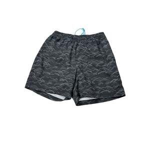Chubbies mens swim trunks black gray print. blue lining. Size S. swimwear shorts